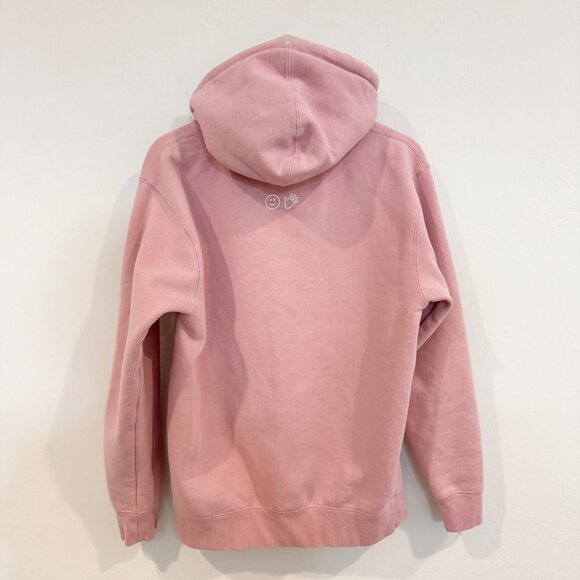 Glossier Original Pink Hoodie Pullover Sweatshirt Cozy Fleece Loungewear Small - Picture 9 of 9